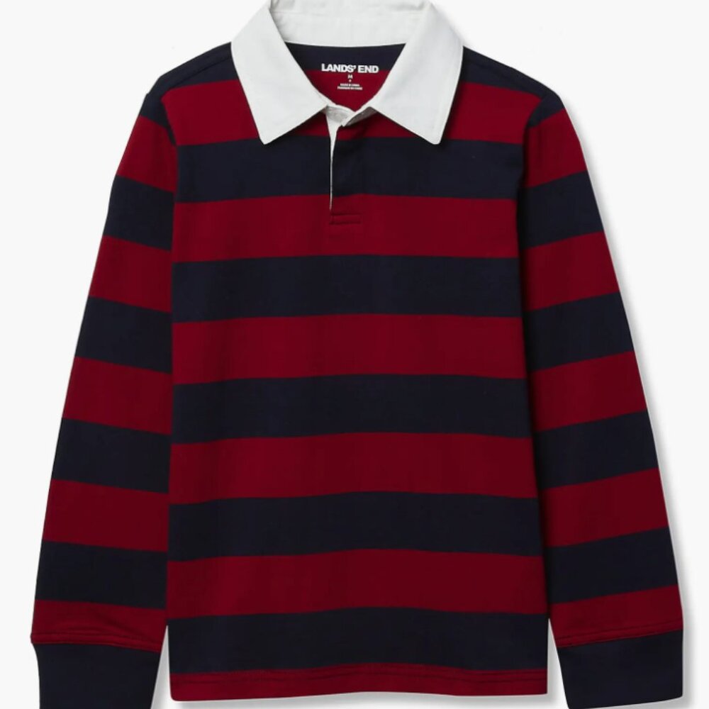 Lands' End Men's LS Serious Sweats Rugby Sweatshirt NWT XLG